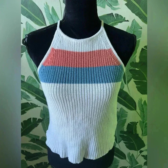Roxy Knit Colorblock High Neck Sweater Tank Top Size M - Picture 5 of 9